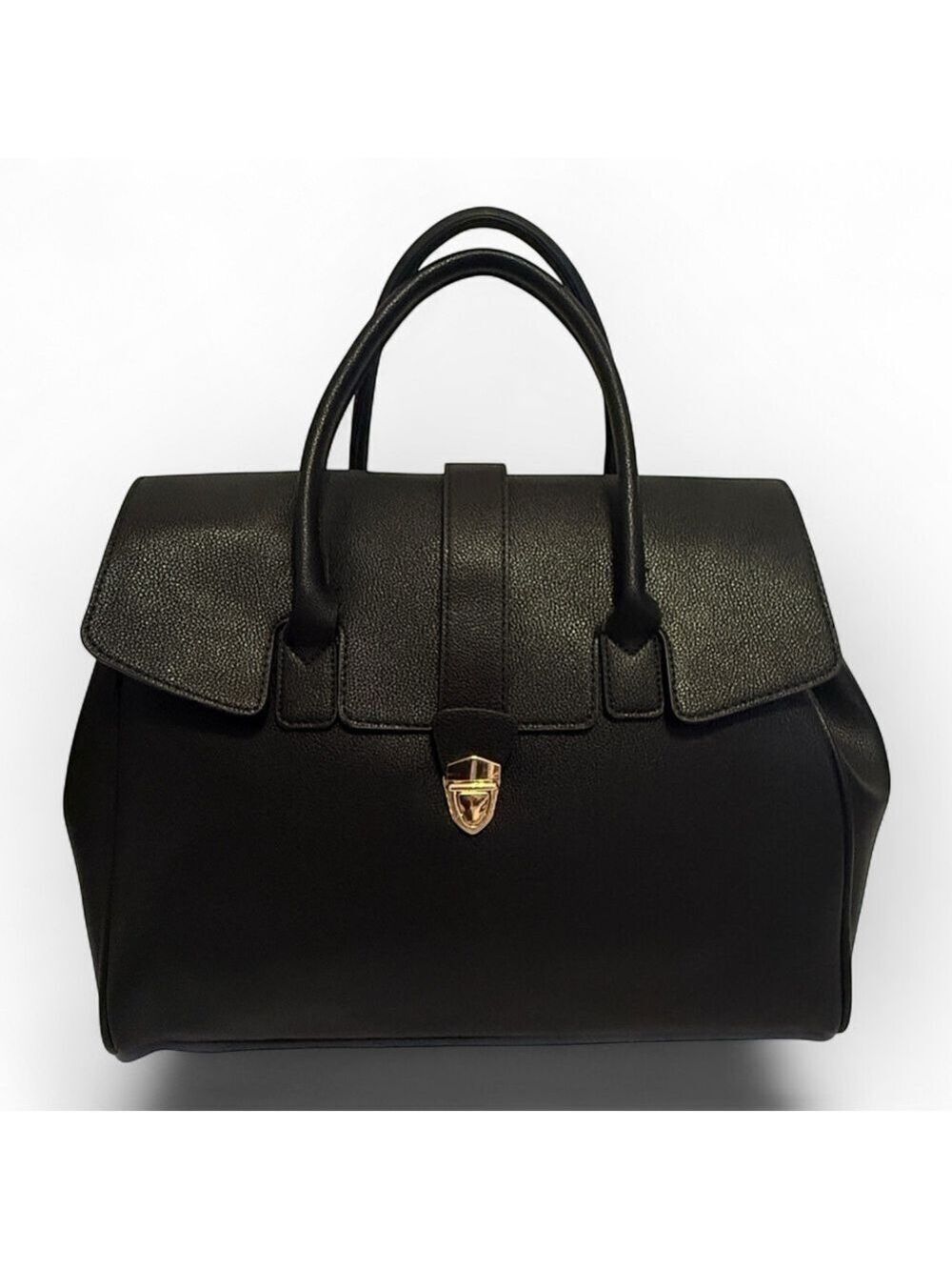 Black Faux Leather XLStructured Tote Travel Bag |  NWT
